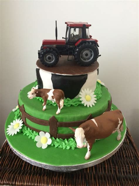 Farm cake for a farmers 60th birthday. Bought Schlief animals and a ...