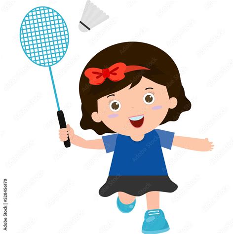 kids and sport, Kids playing badminton Cartoon child sports, kids ...