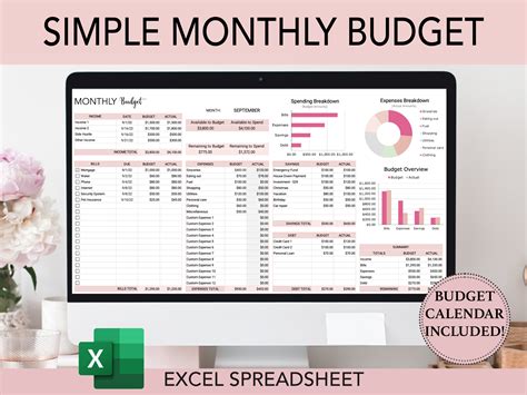 Monthly Budget Spreadsheet Excel Budget Template Excel - Etsy