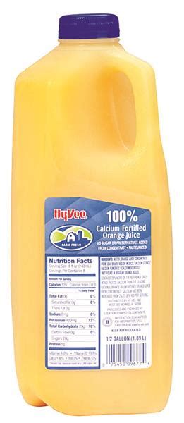 Calcium Fortified Orange Juice Nutrition Facts - Nutrition Ftempo