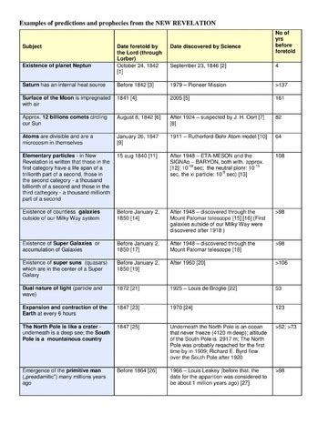 Examples Of Predictions And Prophecies From The NEW REVELATION : Free ...