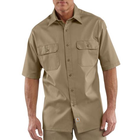 Carhartt Men's Khaki Twill Short Sleeve Work Shirt