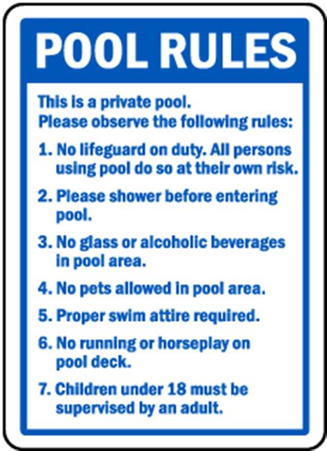 Pool Signs for Recreation Areas – Pool Safety Signs