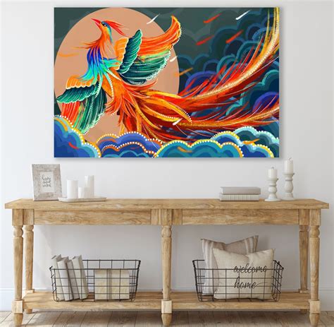 Phoenix Canvas, Colorful Phoenix Art, Huge Canvas Wall Decor, Phoenix ...