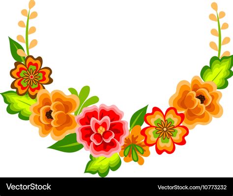 Wreath with mexican flowers Royalty Free Vector Image