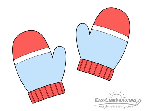 How to Draw Mittens Step by Step - EasyLineDrawing