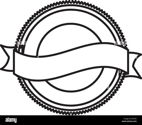 silhouette heraldic circular shape stamp with ribbon Stock Vector Image ...