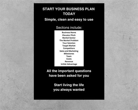 One Page Business Plan Small Business Plan Template Ready to Go ...