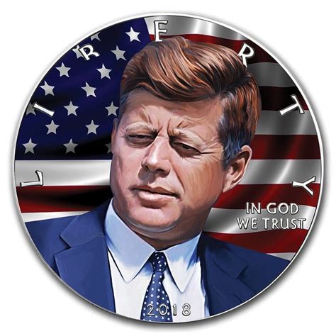 2018 1oz American Silver Eagle John F Kennedy Colorized Coin | European Mint