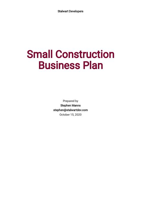 Construction Business Plan Template