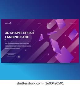 3d Effect Shapes Landing Page Background Stock Vector (Royalty Free) 1600420591 | Shutterstock