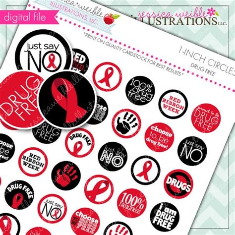 Red Ribbon Week Drug Free Theme Printable 1 by JWIllustrations