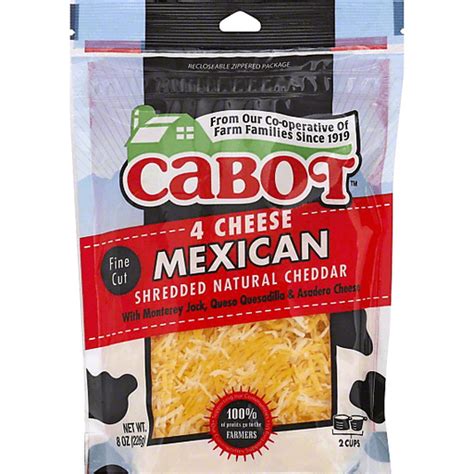 Cabot Cheese, Shredded, Fine Cut, 4 Cheese Mexican | Packaged | Rastelli Market Fresh