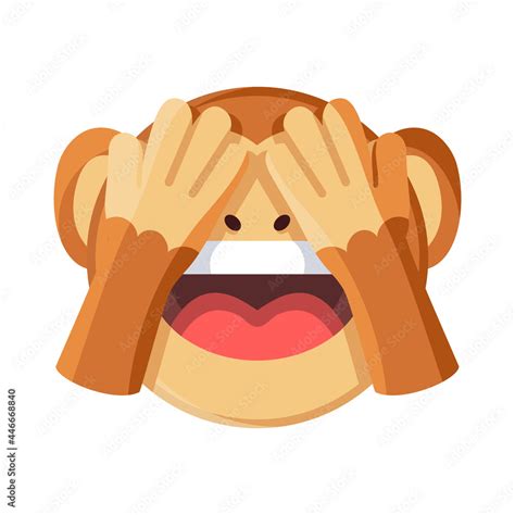 Emoji of a little monkey covered eyes Vector illustration Stock Vector ...