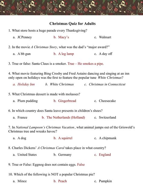 Printable Trivia Questions For Seniors With Answers | Trivia for seniors, Christmas trivia ...