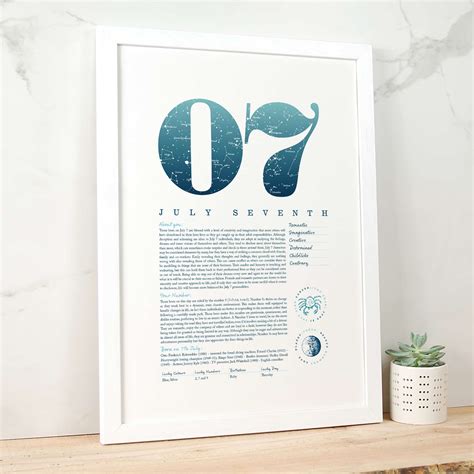 July 7th Birthday Print - Make it with Words