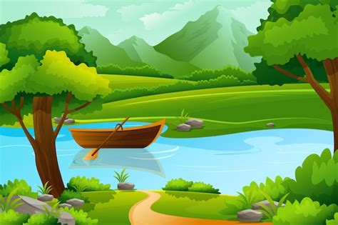 Free Vector | Gradient illustration of lake scenery