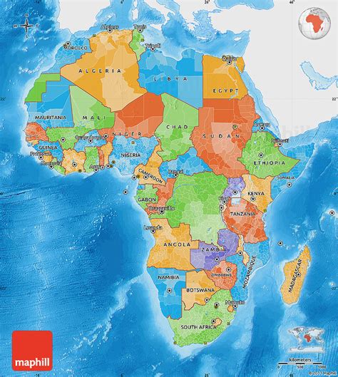 Political Map of Africa, single color outside