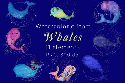 Whales Watercolor Clipart, PNG Graphic by SnowTalesArt · Creative Fabrica