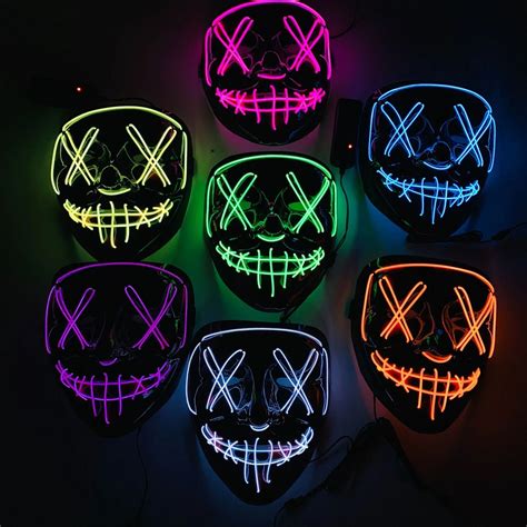 Halloween Mask LED Light Up Party Masks Neon Cosplay Mascara Horror ...