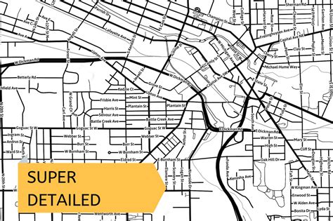 Printable Map of Battle Creek MI With Street Names Michigan - Etsy