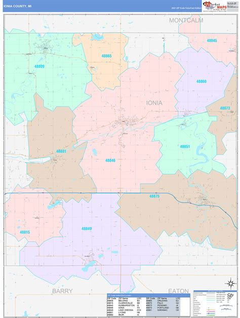 Ionia County, MI Wall Map Color Cast Style by MarketMAPS