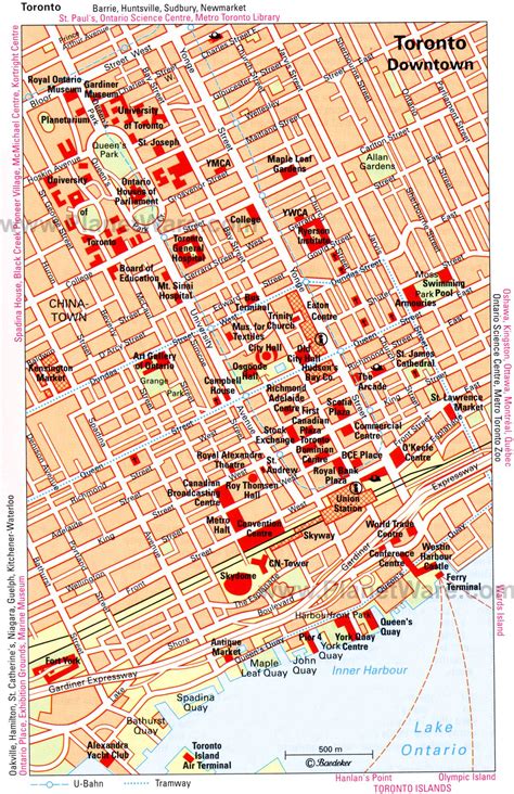 Toronto Downtown Map - Tourist Attractions | Toronto canada map, Canada ...