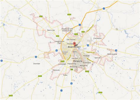 Bloemfontein Map - South Africa