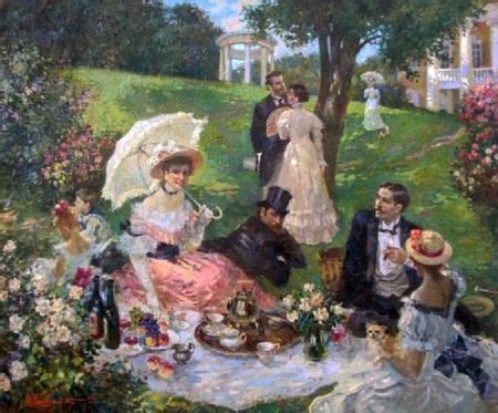 Picnic in the pink garden - Desktop Nexus Wallpapers | Beautiful paintings, Painting gallery ...