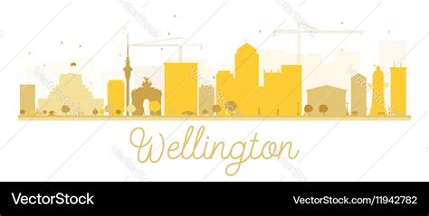 Wellington City skyline golden silhouette Vector Image