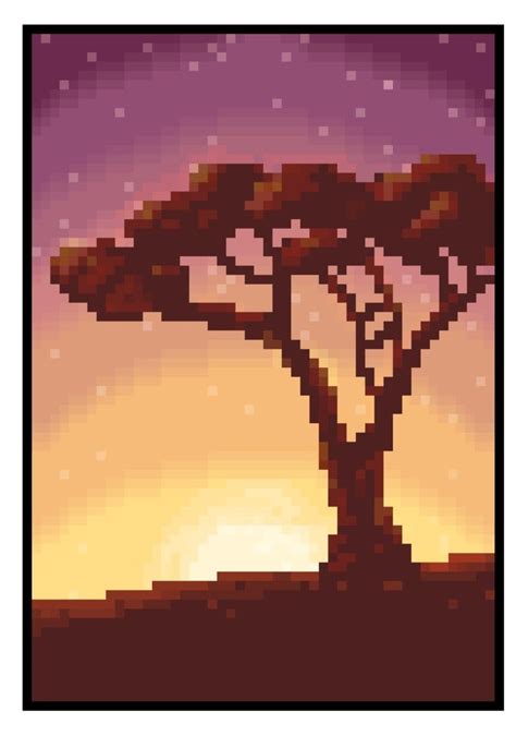 pixel art sunset n a tree (I didn't know about dithering when I made this but I think it still ...