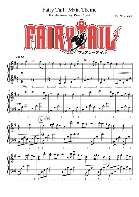 Fairy Tail - Main Theme - Easy-Intermediary Piano Sheet | Fairy tail ...