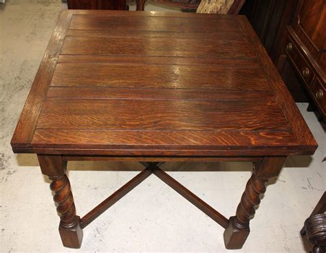 English Antique Oak Draw / Drop Leaf Dining Table With Barley Twist Legs - 1900-1950