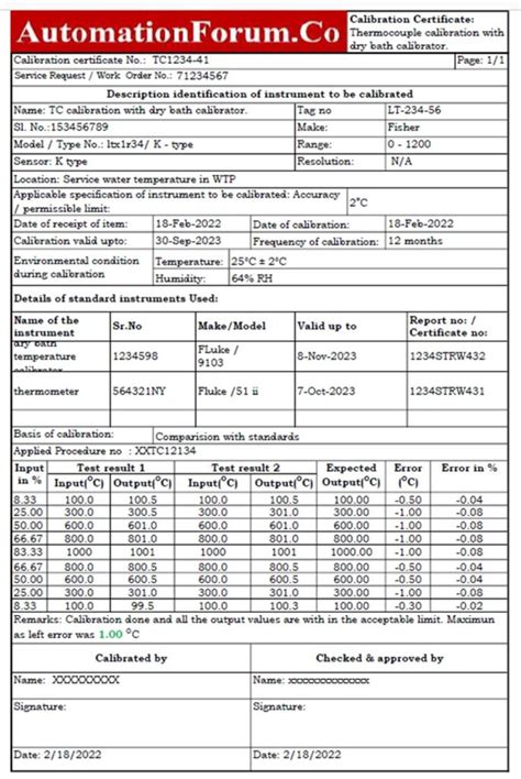 8 Steps Calibration Procedure for Thermocouple