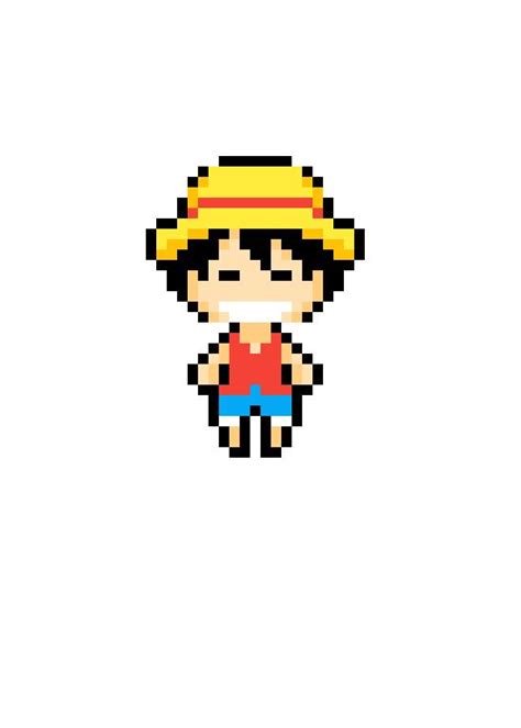 One Piece Luffy pixel art, pattern | Pixel art grid, Pixel art, Pixel art templates