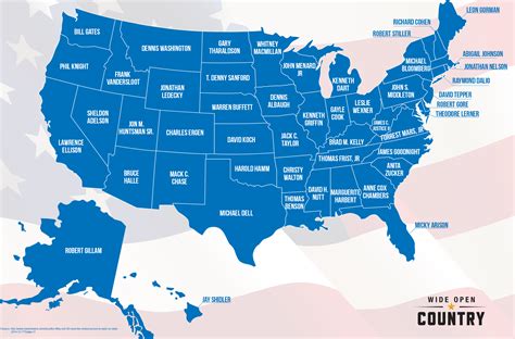 Map Shows the Richest Person in Every State | Trip planning, Map, Cool places to visit