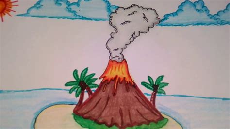 Volcanic Eruption Drawing at PaintingValley.com | Explore collection of ...