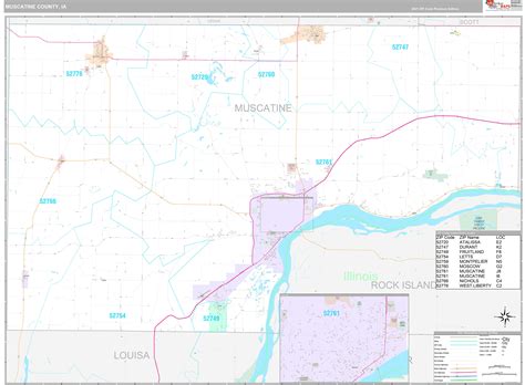 Muscatine County, IA Wall Map Premium Style by MarketMAPS