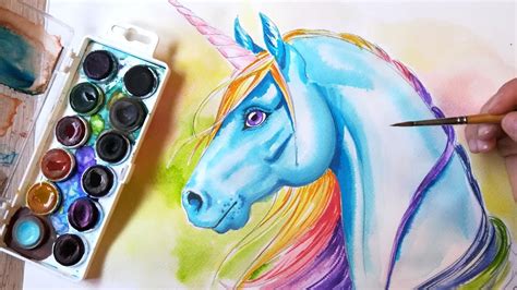 Watercolor Painting of a Unicorn - in real time - YouTube