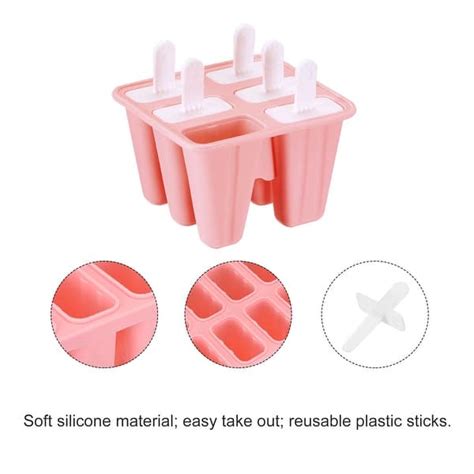 Silicone Ice Pops Molds 6Pcs, with Sticks Funnel and Cleaning Brush ...