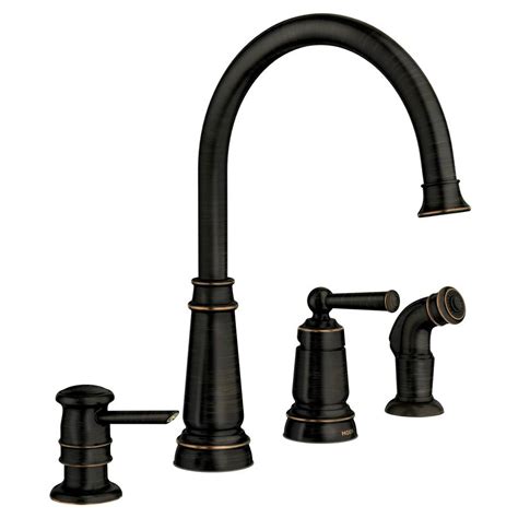 Shop Moen Edison Mediterranean Bronze 1-Handle High-Arc Kitchen Faucet with Side Spray at Lowes.com