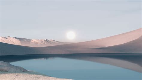 1920x1080px, 1080P free download | Desert Landscape Lake Sunrise Windows 11 Windows 11, HD ...