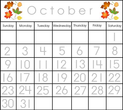 Preschool Printable Calendar Items