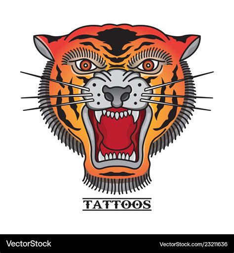 Traditional tiger head tattoos Royalty Free Vector Image