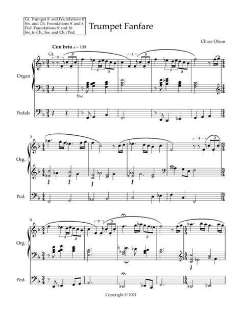 Trumpet Fanfare Sheet Music | Chase Olson | Organ