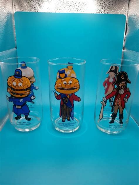 3 VINTAGE MCDONALDS Character Glasses (Big Mac, Mayor McCheese & Cpt. Crook) $17.00 - PicClick