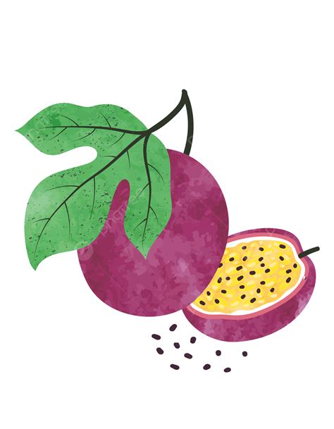 Cartoon Fruit Element Passion Fruit Simple Strokes, Cartoon Passion ...