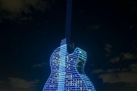 Premium Photo | Aerial view of guitar shaped seminole hard rock hotel ...