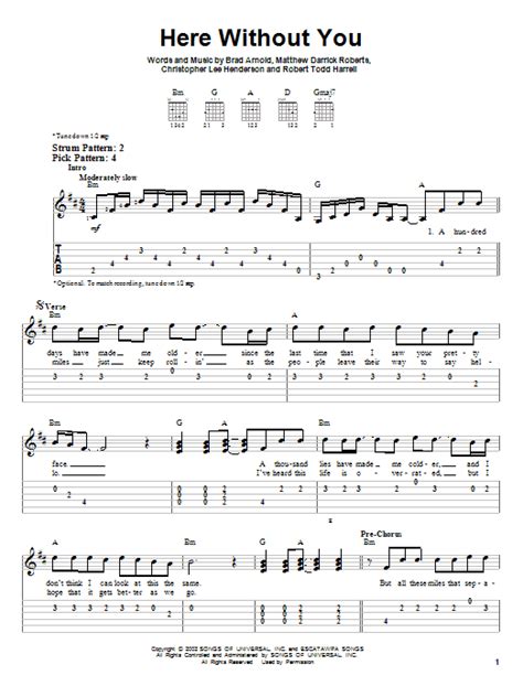 Here Without You by 3 Doors Down - Easy Guitar Tab - Guitar Instructor