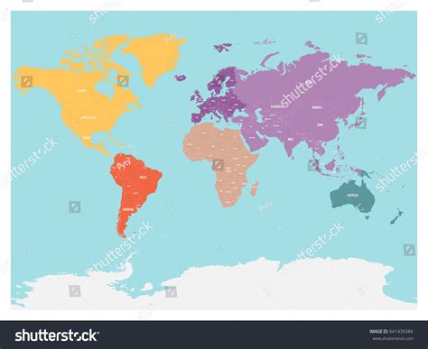 Political Map World Antarctica Continents Different Stock Vector (Royalty Free) 641435584 ...